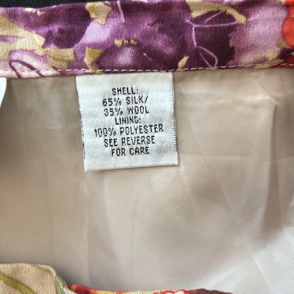 Talbots Silk Wool Floral Midi Skirt Plus Size 24W Petite Luxury Coastal - Picture 11 of 12